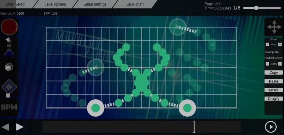 A screenshot of Cytoid Chart Editor, provided by hana26