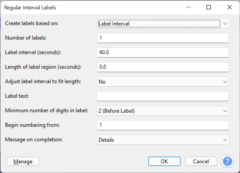 Regular Interval Labels Window