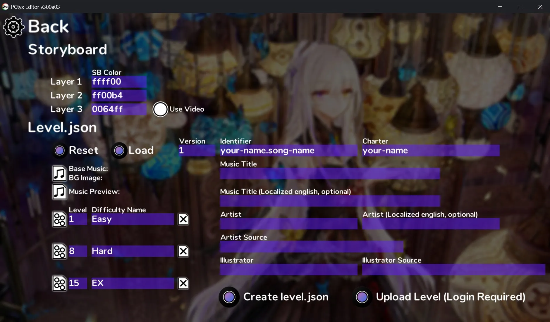 PCtyx level.json generator